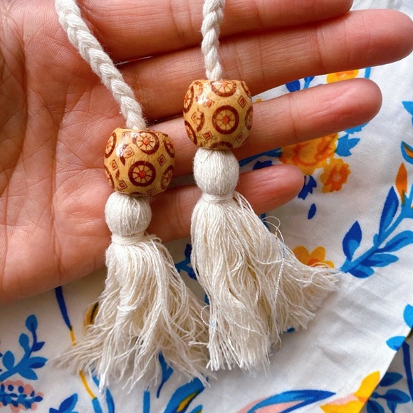 🍂 BOHO BLUE MULTI OPEN SHOULDER TASSEL LOOSE FIT DEESS! - Picture 8 of 9